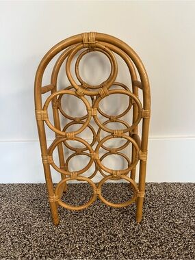 Vintage MCM Rattan Wine Rack